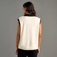 Colourblock Sleeveless Sweater White
