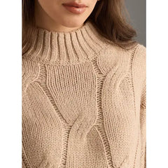 Cable Knit Twofer Top Brown