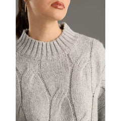 Cable Knit Twofer Top gray