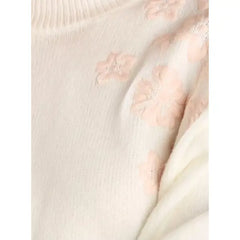 Floral Embroidered Jacquard Sweater White