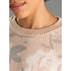 Floral Print Jacquard Sweater Brown