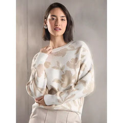Floral Jacquard Sweater White