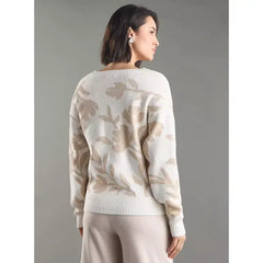 Floral Jacquard Sweater White
