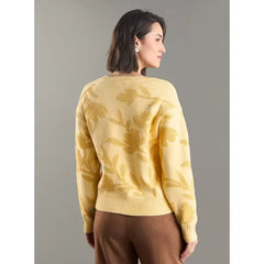 Floral Jacquard Sweater Yellow