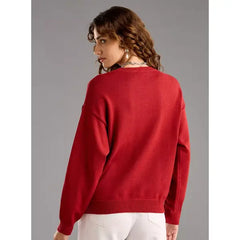 Bow Accent Jumper with Long Sleeves Red