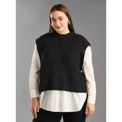 Textured Twofer Top black