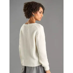 Textured Cardigan with Button Closure White