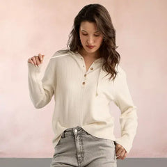 Textured Hooded Jumper White