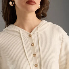 Textured Hooded Jumper White
