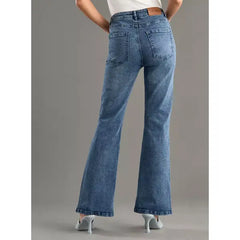 MAX FASHION Plain Flared Jeans-Blue