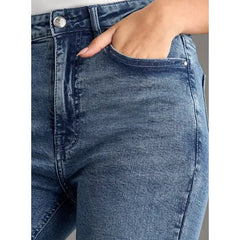 MAX FASHION Plain Flared Jeans-Blue
