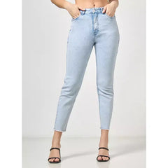 MAX FASHION High Waist Mom Jeans-Blue
