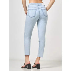 MAX FASHION High Waist Mom Jeans-Blue