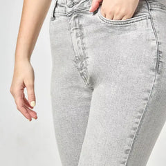 MAX FASHION High Waist Mom Jeans-Gray