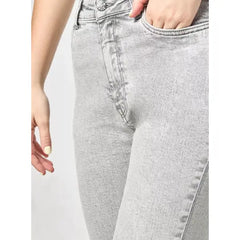 MAX FASHION High Waist Mom Jeans-Gray