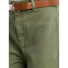 MAX FASHION Plain Belted Jeans-Green