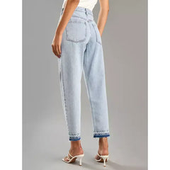 MAX FASHION Straight Fit Heart Embellished Jeans-Blue