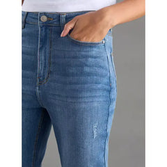 MAX FASHION Plain Skinny Fit Jeans-Blue