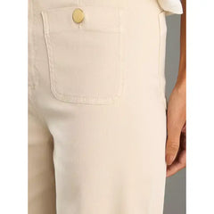 MAX FASHION Plain Wide Leg Jeans-Cream