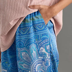 MAX FASHION Printed Wide Leg Maternity Pants-Blue