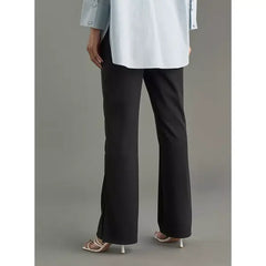 MAX FASHION Plain Wide Leg Maternity Treggings with Slit Detail-Black