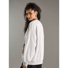 MAX FASHION Stitch Print Sweatshirt-Gray