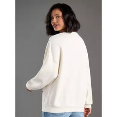 MAX FASHION Hello Kitty Print Oversized Sweatshirt-White