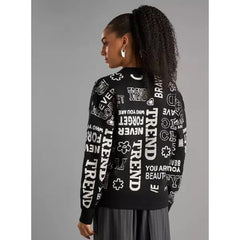 All-Over Typographic Detail Button Through Cardigan