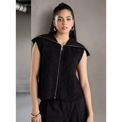 Zip Through Cable Knit Sweater Vest