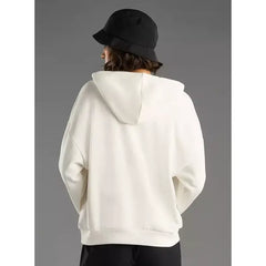 MAX FASHION Graphic Print Oversized Hooded Sweatshirt-White