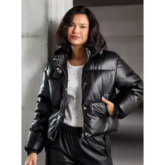MAX FASHION Plain Zip Through Puffer Jacket with Pockets-Black