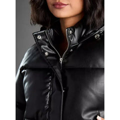 MAX FASHION Plain Zip Through Puffer Jacket with Pockets-Black