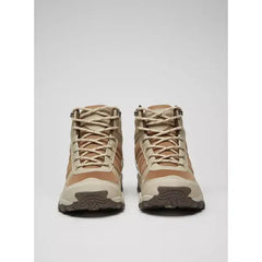 Textured Ankle Boots with Lace-Up Closure - Beige