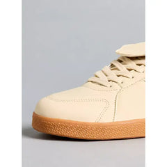 Panelled Sneakers with Lace-Up Closure Cream