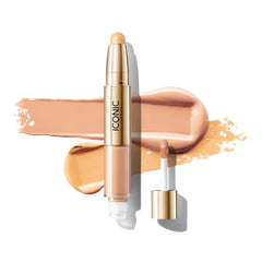 ICONIC LONDON Radiant Concealer & Brightening Duo | Creamy Liquid + Brightening Crayon Dual Ended Concealer, Cruelty Free, Vegan Makeup, 0.08 oz