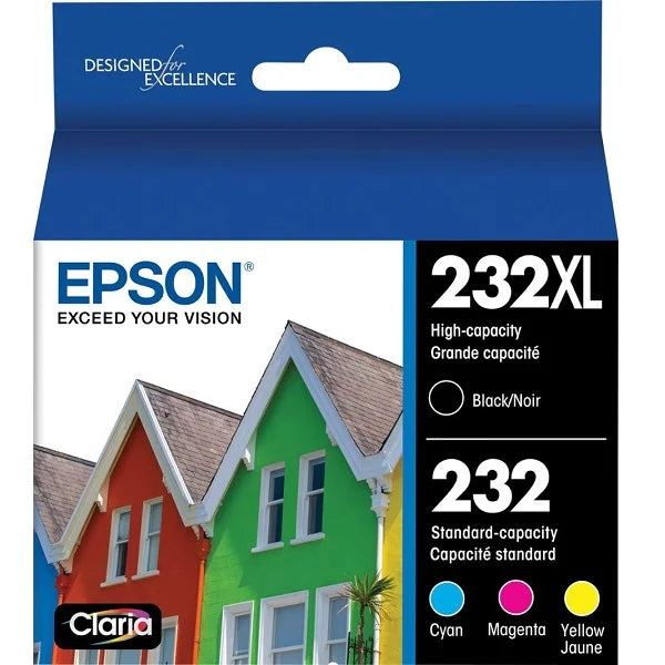 Epson Claria 232 (4 PACK) Ink Cartridge (T232XL-BCS) Black/Cyan/Magenta/Yellow