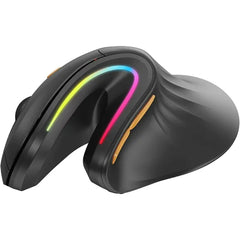 ProtoArc EM11 Wireless Vertical Ergonomic Mouse Bluetooth Rechargeable 3-Device RGB for PC Mac iPad (Black Gray)