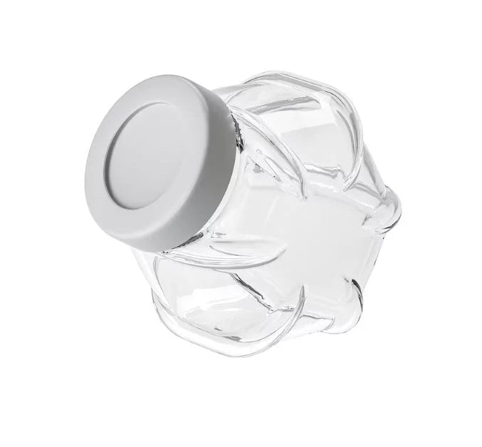 IKEA FÖRVAR Jar With Lid, Glass/Aluminium Stylish and Functional 1.8 L