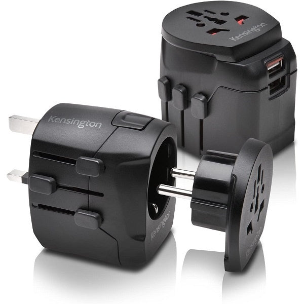 Kensington International (3-PRONG) Dual USB Travel Adapter (K38238WW) - Black
