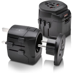 Kensington International (3-PRONG) Dual USB Travel Adapter (K38238WW) - Black