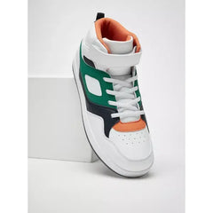Colourblock High Top Sneakers with Hook and Loop Closure white