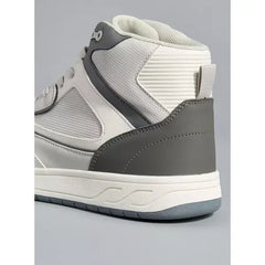 Panelled High Top Sneakers with Lace-Up Closure Gray