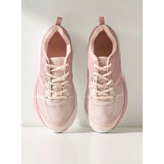 Mesh Textured Sneakers with Lace-Up Closure pink