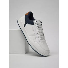 Perforated Lace-Up Sneakers - White