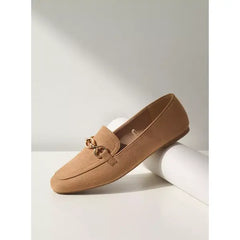 MAX FASHION Metal Accent Slip-On Loafers-Brown