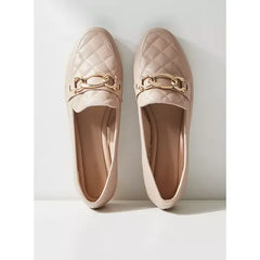 MAX FASHION Quilted Slip-On Loafers-Cream