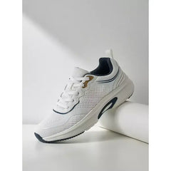 Textured Lace-Up Sports Shoes -Beige