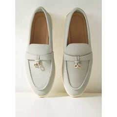 MAX FASHION Metal Accent Slip-On Loafers-Gray