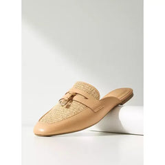 MAX FASHION Textured Slip-On Mules-Brown