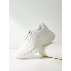 Textured Sneakers with Lace-Up Closure white